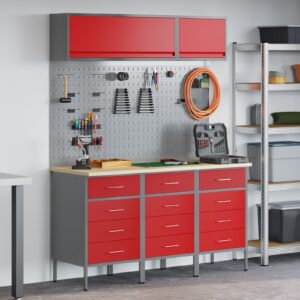 Set de Banc de Lucru cu 8 Piese Oțel Roșu