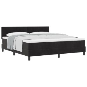 Pat cu saltea Tip Box Spring Negru Super King Catifea