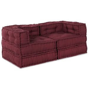 Pouf modular , 2 bucăți, din țesătură bordo