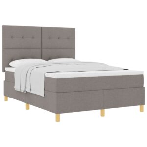 Pat cu saltea , taupe, 140x200 cm, material textil