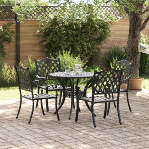Set de dining pentru grădină 5 piese  Negru din aluminiu turnat