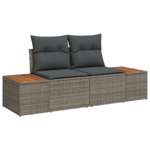 Set Canapele Grădină 8 Piese Gri Ratan, Poliester