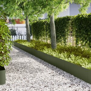 Borduri pentru gazon 30 buc Olive Green 100x0,5x30 cm Oțel
