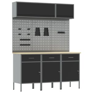 Set de Banc de Lucru 8 Piese - Oțel Negru