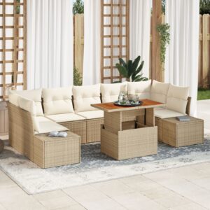 Set de Sofa pentru Grădină  Set de 8 Bej și crem Ratan