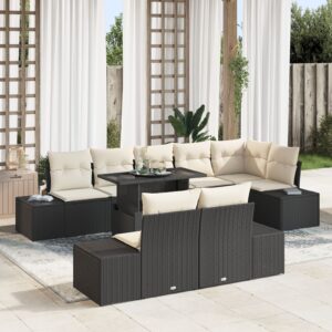 Set canapea grădină  Set de 9 Negru și crem