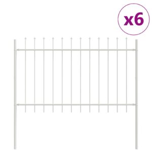 Gard  cu vârf de suliță alb, 10,2x1,2 m, din oțel