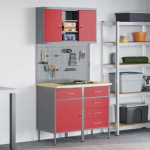 Set banc de lucru  5 piese Roșu Oțel