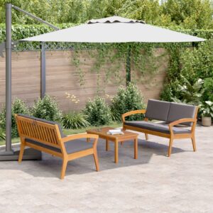 Set Bistro 3 Piese cu Perne din Lemn Solid de Acacia