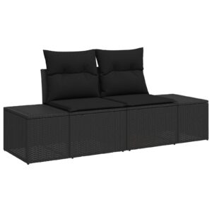 Set canapele grădină  Set 9 Negru Ratan Set mese grădină 9 piese