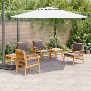 Set de dining pentru grădină de 6 piese cu perne din lemn masiv de acacia