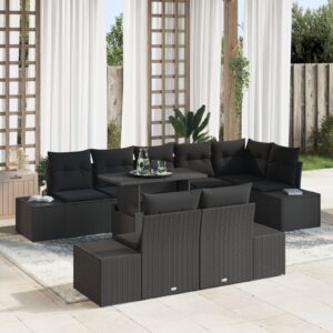 Set canapele grădină  9 piese Negru