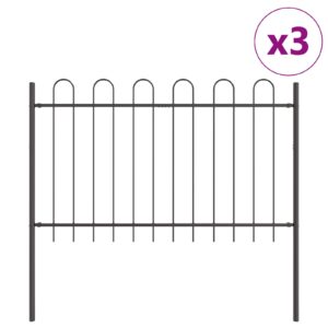 Gard  cu vârf în formă de arc Gri 5,1x1,2 m Oțel