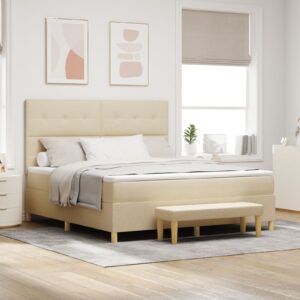 Pat Box Spring  cu saltea și bancă Crem 180x200 cm Fabri