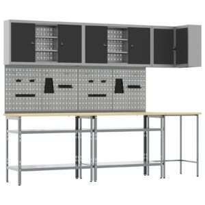 Set de depozitare pentru unelte , 10 piese, lemn compozit și metal negru