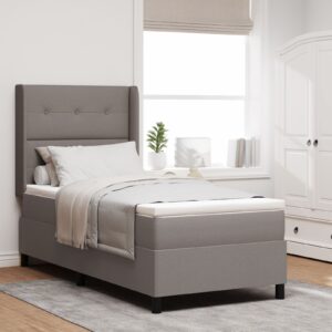 Pat box spring  cu saltea și LED taupe 100x200 cm țesătură