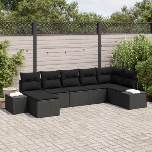 Set de canapea de grădină  Set de 7 Negru