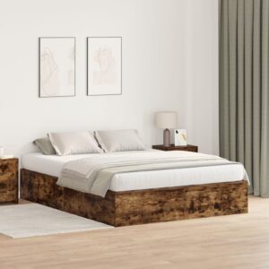Cadru de pat cu depozitare  Stejar afumat 135x190 cm