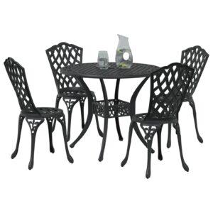 Set de dining pentru grădină  5 piese Aluminiu turnat negru