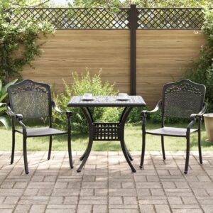 Set Bistro pentru Grădină 3 Piese din Aluminiu Turnat, Negru