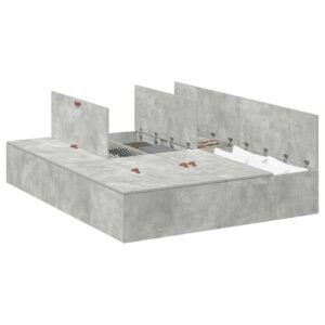 Cadru de pat cu depozitare  Gri beton 140x190 cm