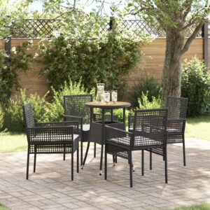 Set mobilier dining Set de 5 Negru Ratan, Poliester Durabil
