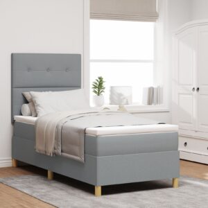 Pat cu arcuri box și saltea  Gri deschis 90x200 cm Fabricat