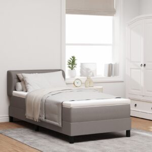 Pat cu arcuri  și saltea în taupe 90x190 cm din material textil