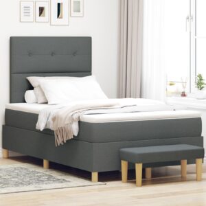 Pat cu saltea și bancă  Gri închis 120x200 cm Textil