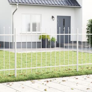 Gard de Grădină  cu Vârf de Lance Alb 15,3x1,2 m din Oțel