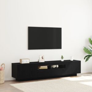 Dulap TV  cu lumini LED, stejar negru, 180x35x40 cm, din lemn prelucrat