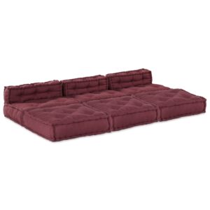 Pufuri modulare , 4 bucăți, din material bordo