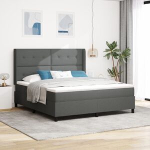 Pat cu saltea  Gri închis 180x200 cm Textil