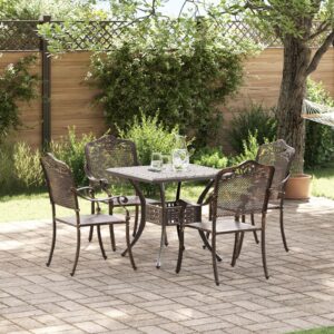 Set de dining pentru grădină , 5 piese, din aluminiu bronzat
