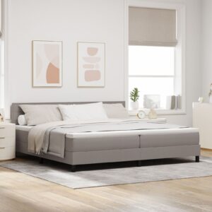 Pat  cu Saltea Gri Deschis Material Textil 200 x 200 cm Saltea Pat