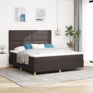 Pat Box Spring cu Saltea Maro Întunecat Super King Fabricat