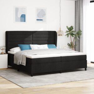 Pat cu saltea  Black 200x200 cm Fabric