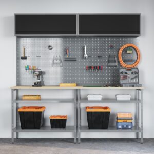 Set de banc de lucru, 8 piese, gri, din oțel