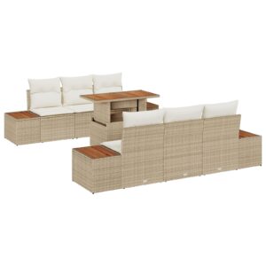 Set de canapele pentru grădină  7 piese Bej Ratan