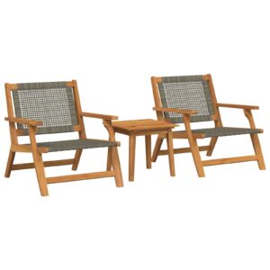 Set de scaune de grădină  cu masă - 3 piese, Gri, din lemn solid de acacia