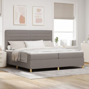 Pat Box Spring cu Saltea Gri taupe 200x200 cm Fabric