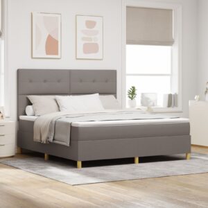 Cadru de pat cu saltea Taupe Super King Fabric