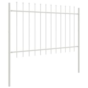 Gard  cu vârf de lance alb, 10,2 x 0,8 m, din oțel
