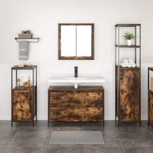 Set de Mobilier pentru Baie 3 Piese Lemn Fumat