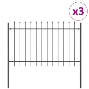 Gard  cu vârf în formă de lance Gri 5,1x1 m Oțel