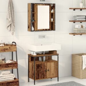 Set de Mobilier pentru Baie 2 Piese Lemn Vechi din Lemn Stratificat