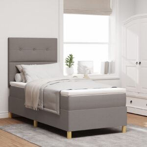Pat cu arcuri cu saltea  Taupe Single Fabric