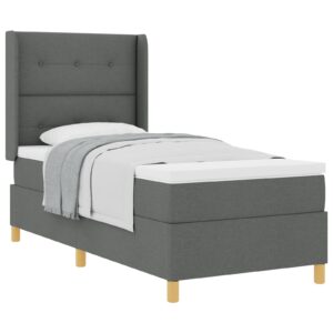 Pat cu saltea Box Spring  Gri închis 100x200 cm Fabric