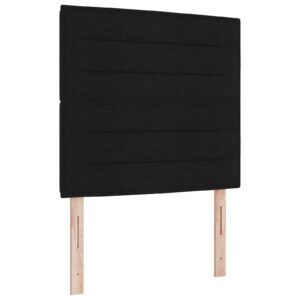 Pat cu saltea tip box spring Negru 90x200 cm Țesătură