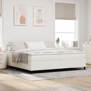Pat cu arcuri  Crem 200x200 cm din țesătură corduroy